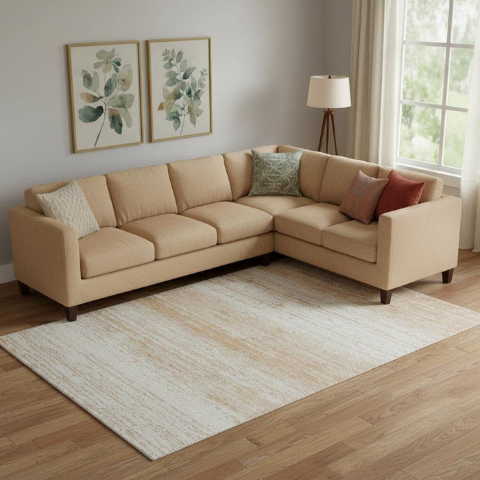 10' X 14' Striped Washable Area Rug With UV Protection (668113) - Copper / Ivory