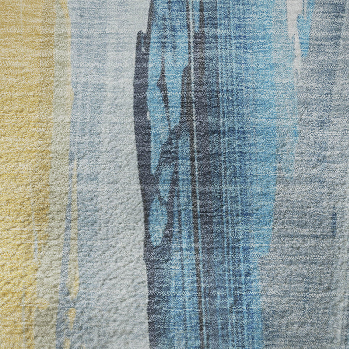 10' X 14' Abstract Washable Area Rug With UV Protection (705551) - Blue / Gold