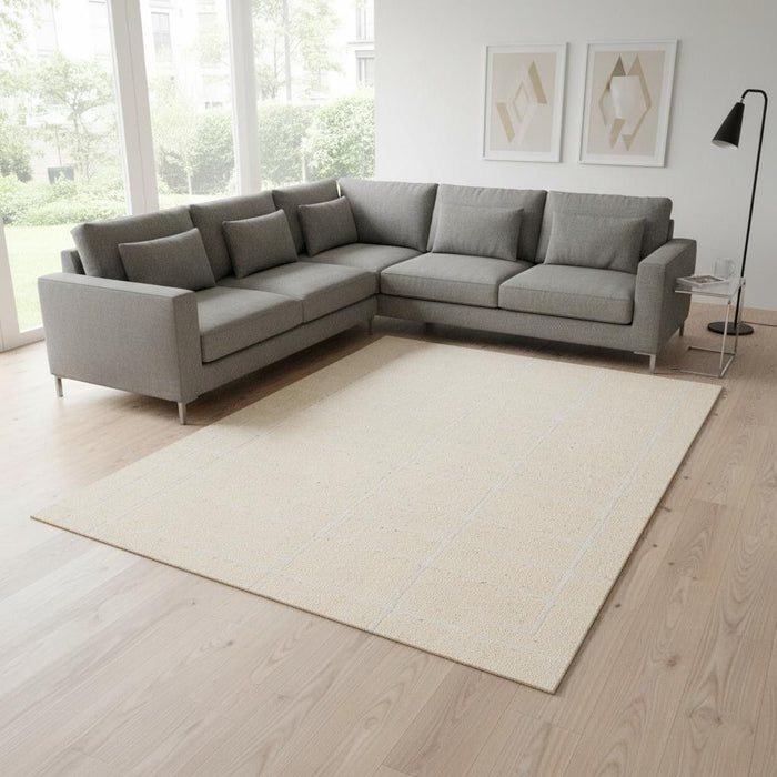 8' X 11' Striped Area Rug (660008) - Cream / White
