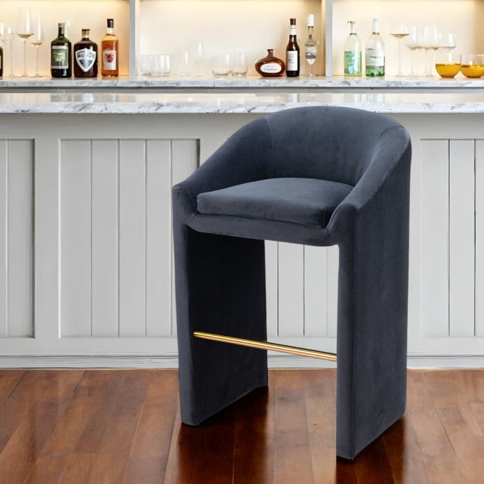 Velvet And Steel Low Back Bar Height Bar Chair - Gray And Gold