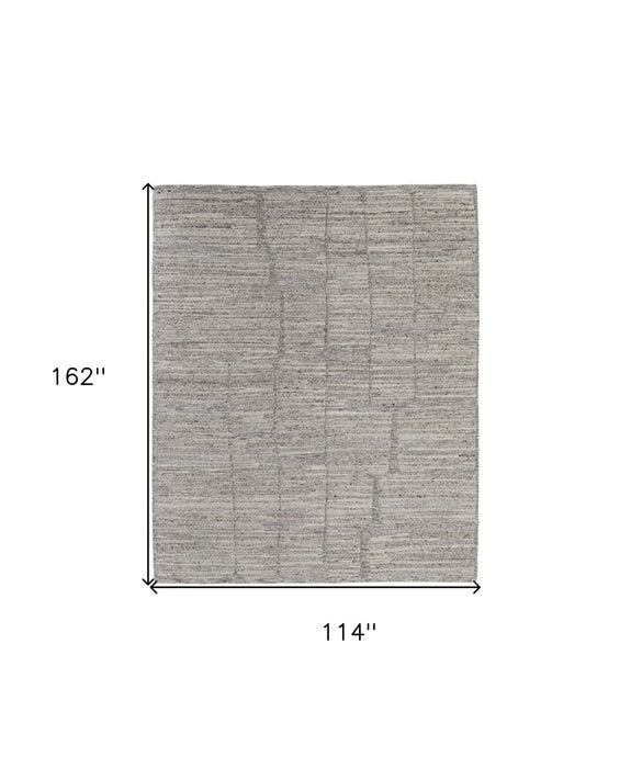 9' x 13' Abstract Hand Woven Worn Faded Area Rug - Taupe And Gray