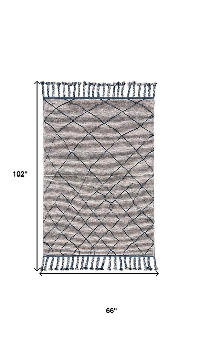 6' X 9' Wool Geometric Hand Knotted Area Rug (565762) - Taupe