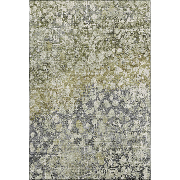 10' X 14' Abstract Washable Area Rug With UV Protection (718340) - Olive Green / Gray
