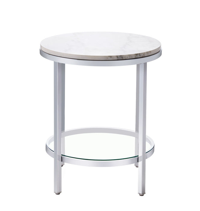 Jadyn - Round End Table - Pearl Silver