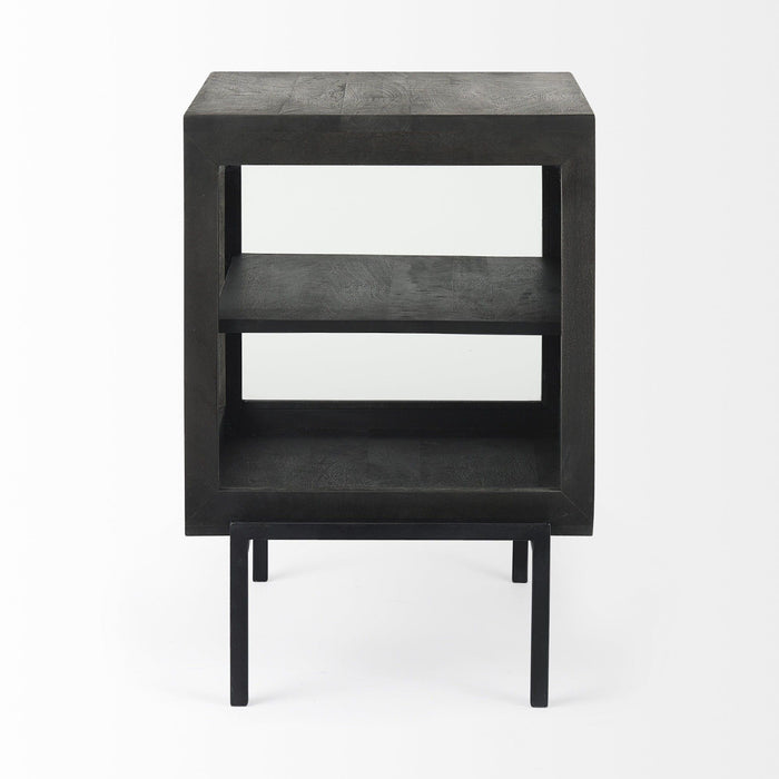 26" Solid Wood Square End Table - Black And Brown
