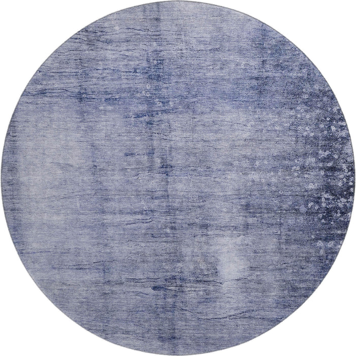 8' Abstract Washable Round Rug With UV Protection (651115) - Navy Blue / Ivory
