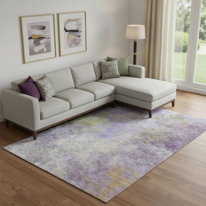 10' X 14' Abstract Washable Area Rug With UV Protection (710580) - Purple / Green