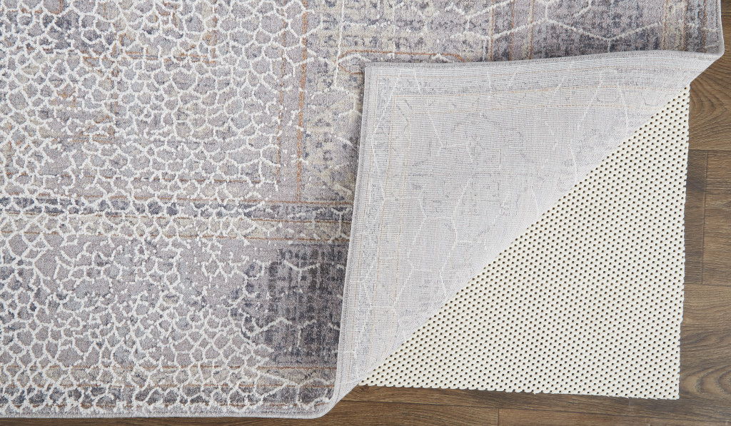 12' x 15' Floral Power Loom Distressed Stain Resistant Area Rug - Gray And Ivory