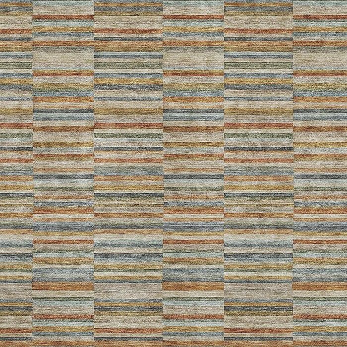 10' X 14' Striped Washable Area Rug With UV Protection - Rust