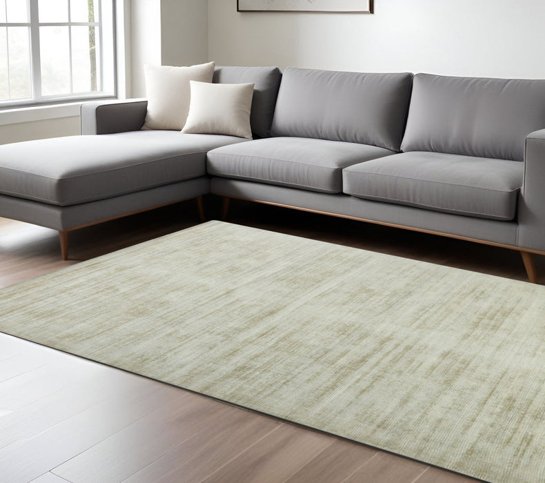 10' X 14' Abstract Hand Woven Area Rug - Sand And Ivory