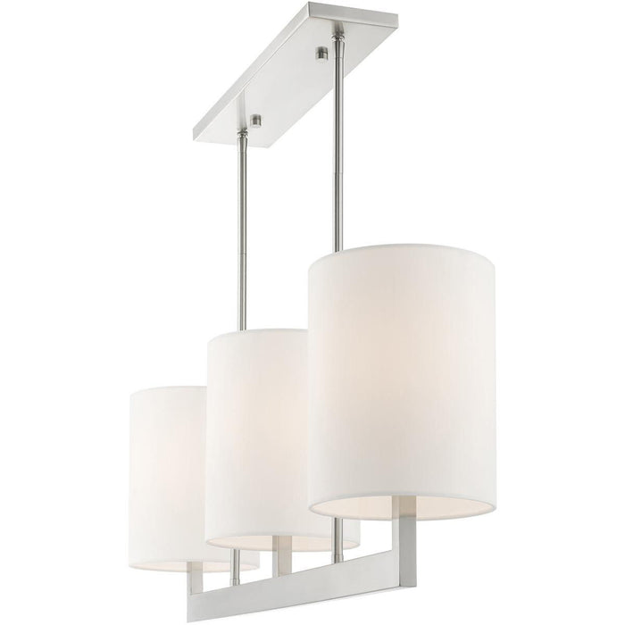 22'' Three-Light Dimmable Chandelier With Shades - Nickel