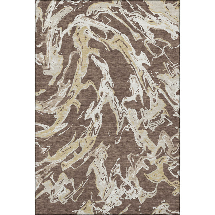 10' X 14' Abstract Washable Area Rug With UV Protection (681227) - Brown / Ivory / Gold