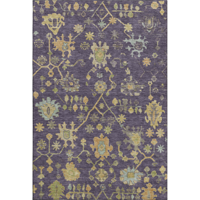10' X 14' Floral Washable Area Rug With UV Protection (708445) - Purple / Gold / Blue