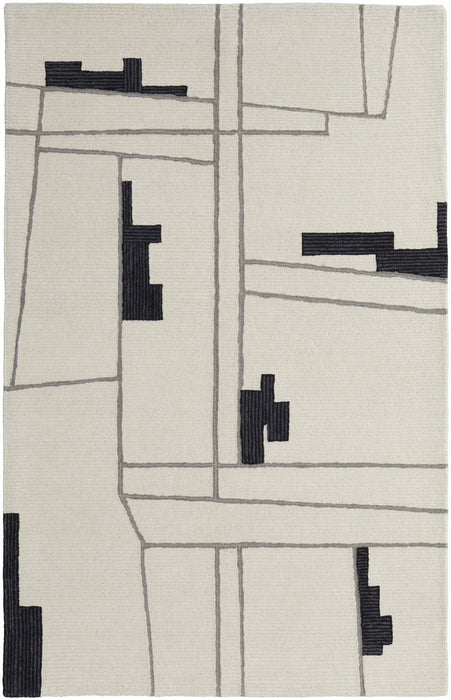 9' x 12' Wool Abstract Hand Tufted Area Rug - Ivory And Gray
