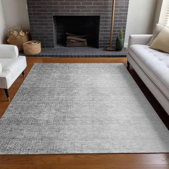 10' X 14' Ombre Washable Area Rug With UV Protection - Gray And Silver