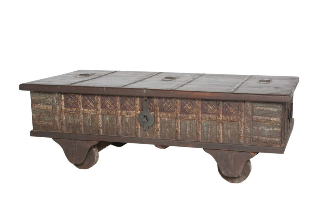 Wheel Antique Coffee Table - Brown
