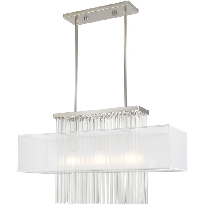 26" Three Light Dimmable Chandelier With Shades - Nickel