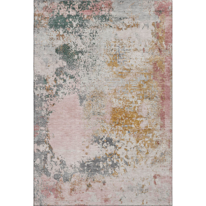 10' X 14' Abstract Washable Area Rug With UV Protection (717068) - Pink / Copper