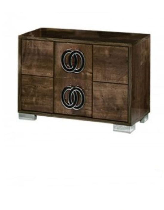 MDF Veneer And Chrome Nightstand - Dark Brown