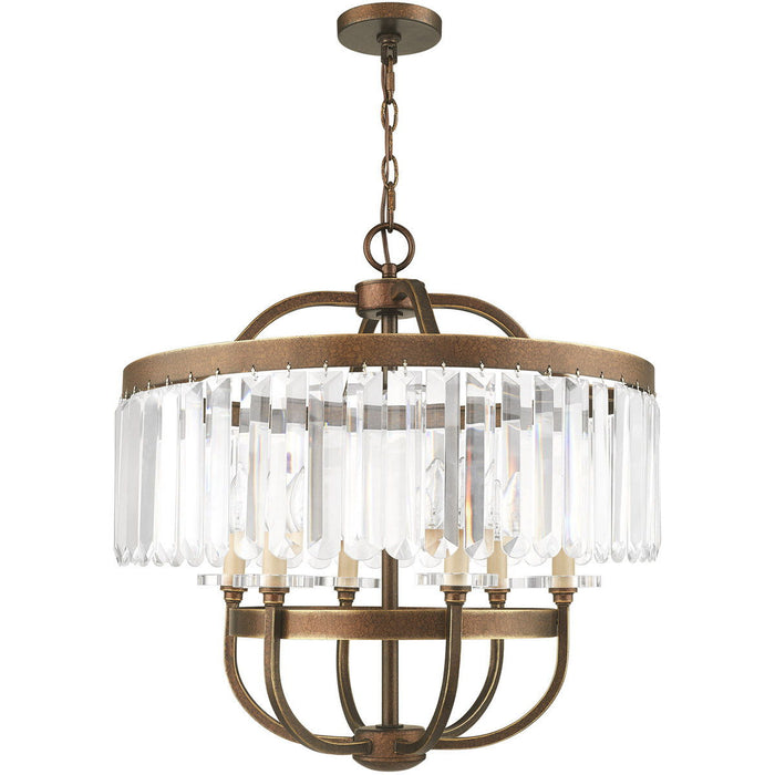 25'' Six Light Dimmable Chandelier With Shades - Bronze