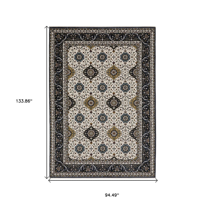 8' X 11' Medallion Area Rug With Fringe - Ivory