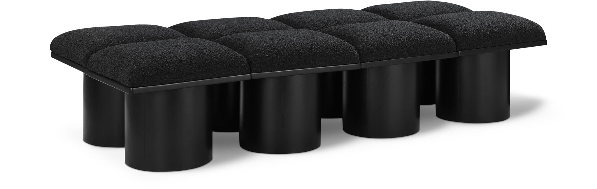 Meridian Furniture Pavilion 8-piece modular upholstered bench set with black bases, versatile seating for living or lounge areas.