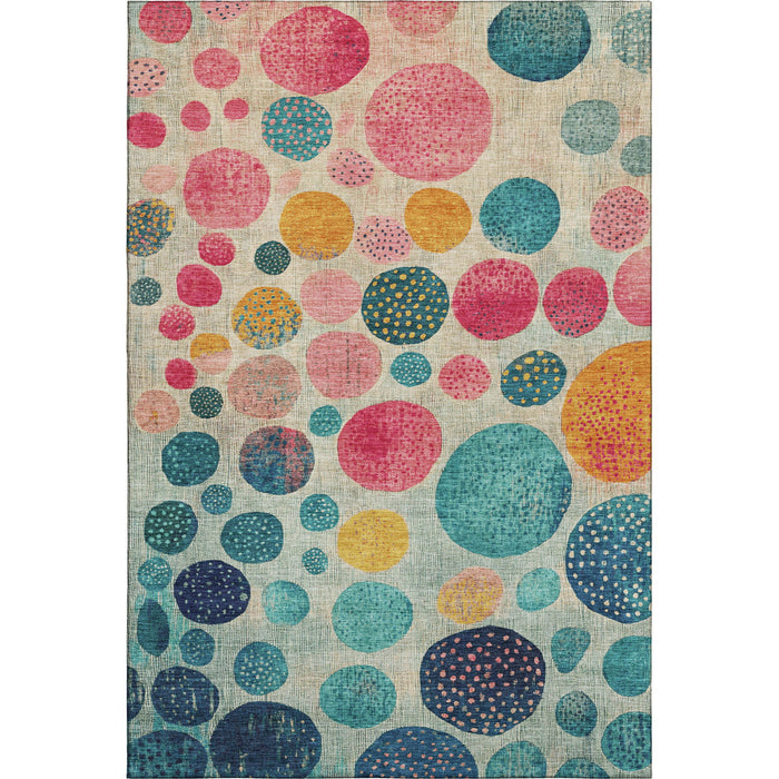10' X 14' Geometric Washable Area Rug With UV Protection (707467) - Teal / Pink / Gold