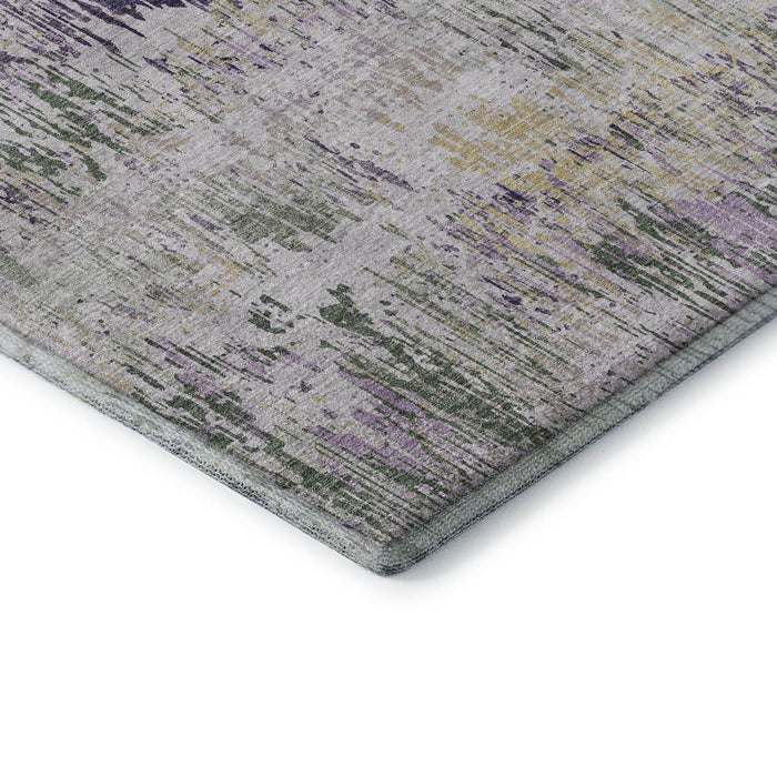 10' X 14' Striped Washable Area Rug With UV Protection (693318) - Lavender / Ivory / Green