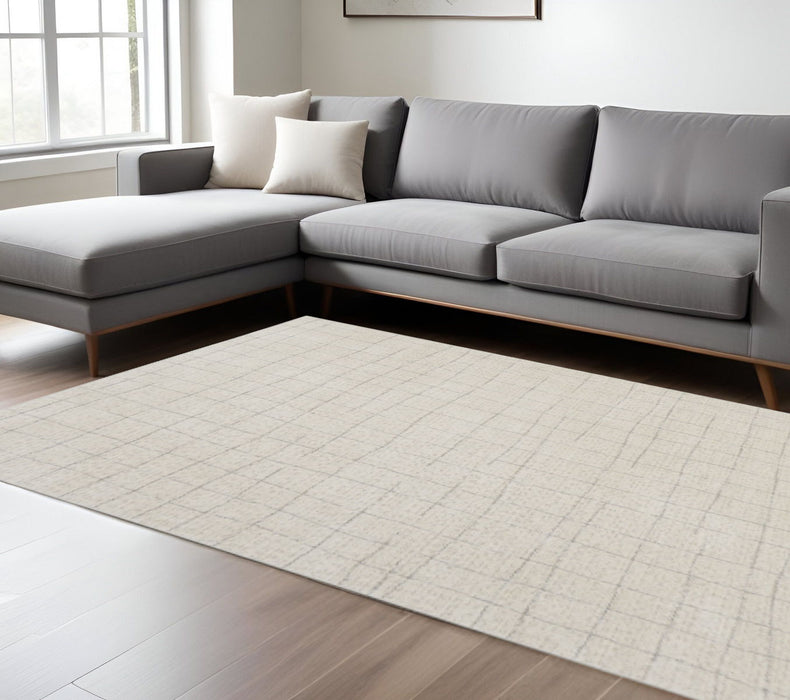 8' X 10' Abstract Polypropylene Material Area Rug - Gray And Ivory