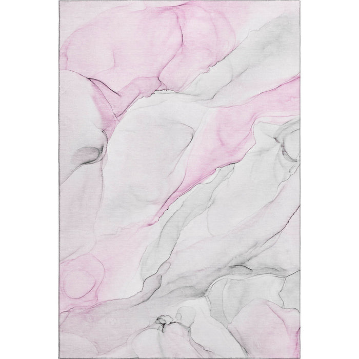 8' X 10' Abstract Washable Area Rug With UV Protection (647150) - Pink / Ivory