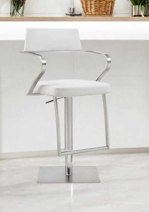 21" Stainless Steel Bar Chair - White And Silver