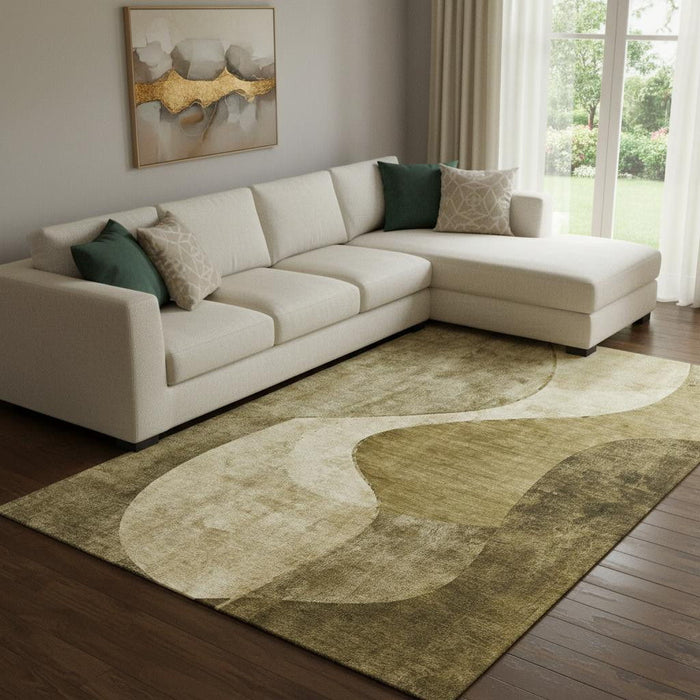 10' X 14' Abstract Washable Area Rug With UV Protection (653158) - Brown / Beige