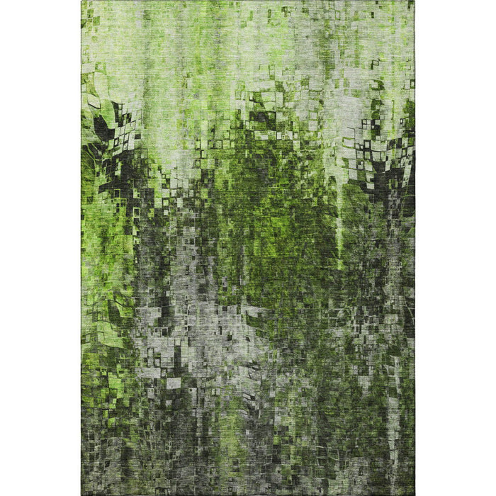 8' X 10' Abstract Washable Area Rug With UV Protection (650252) - Green / Gray