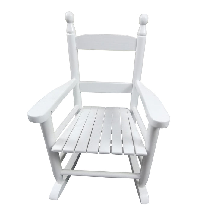 Giga children's indoor or outdoor rocking chair, durable wood rocker for kids, with a smooth curved design and sturdy build.