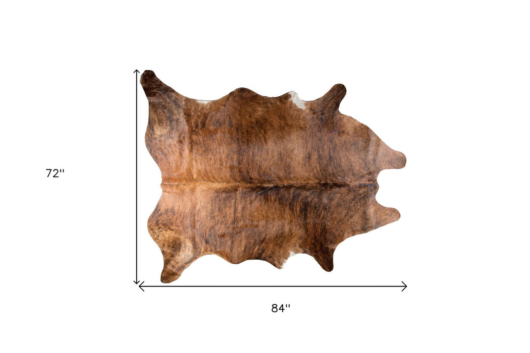 6' x 7' Hand Knotted Area Rug - Brown Cowhide