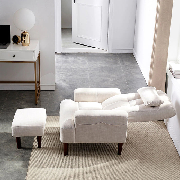 Giga living room recliner chair with matching ottoman, adjustable into five angles, featuring soft fabric and multifunctional design.