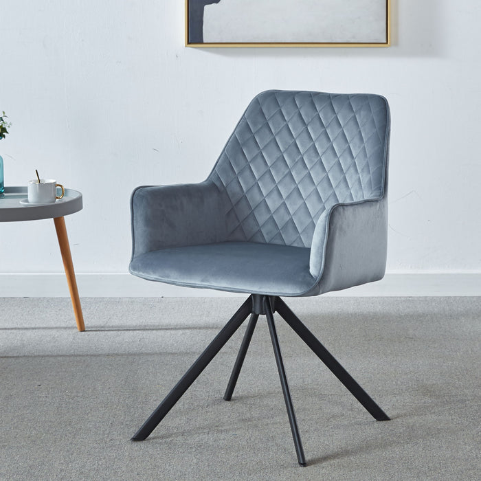 Blue ergonomic Giga modern desk swivel chair with upholstered seat and metal legs, ideal for home, office, or reception use.