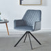 Blue ergonomic Giga modern desk swivel chair with upholstered seat and metal legs, ideal for home, office, or reception use.