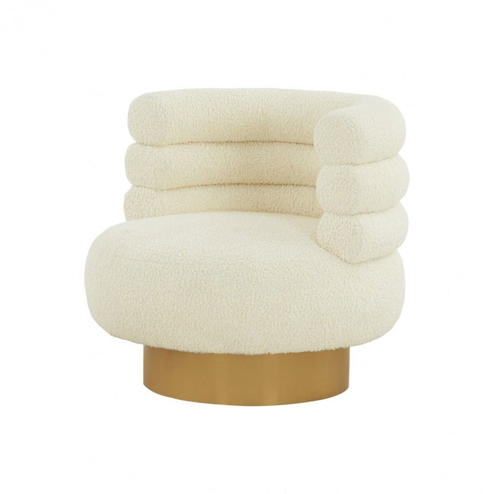 Modern Fabric Accent Chair - Cream And Gold