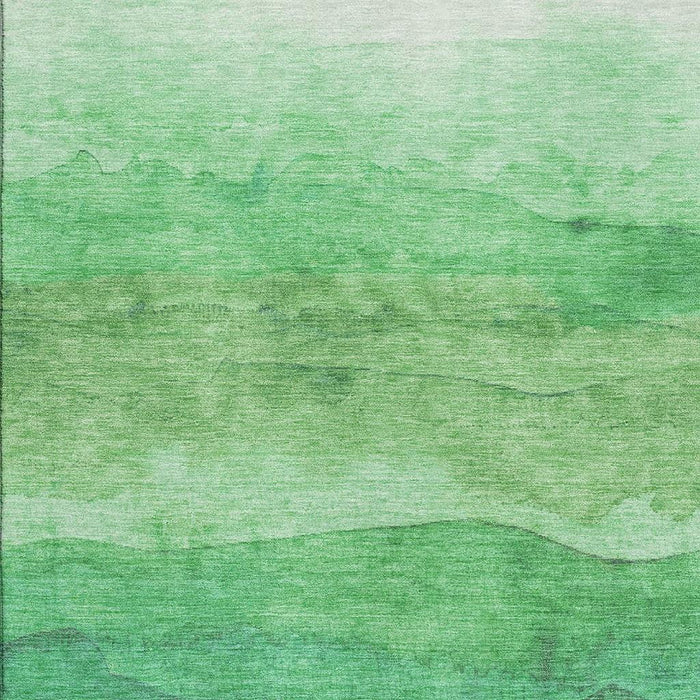 10' X 14' Striped Washable Area Rug With UV Protection (697578) - Green / Ivory