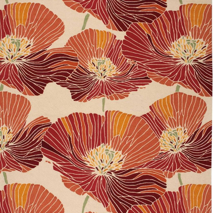 8' X 11' Floral Hand Hooked Area Rug - Ivory / Sunset