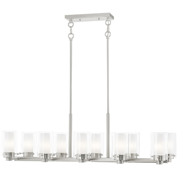 12" Ten Light Dimmable Chandelier With Shades - Nickel