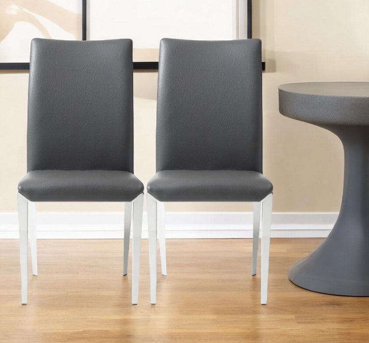 Upholstered Faux Leather Dining Side Chairs (Set of 2) - Dark Gray