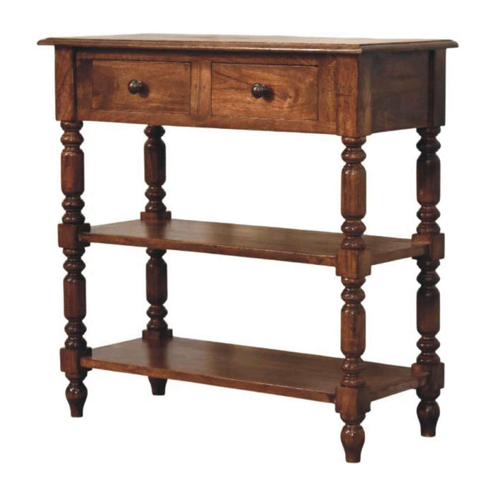 End Table With Two Drawers Two Shelves - Brown