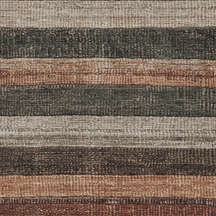 10' X 14' Striped Washable Area Rug With UV Protection (706217) - Rust / Gray / Beige