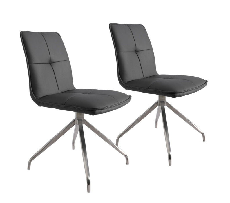 Upholstered Faux Leather Dining Side Chairs (Set of 2) - Silver / Gray