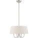 20-inch metal chandelier with four lights, shades, dimmable feature, finished in nickel and cream, designed by HomeRoots.