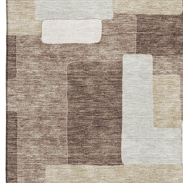 10' X 14' Geometric Washable Area Rug With UV Protection (675702) - Brown / Ivory / Beige
