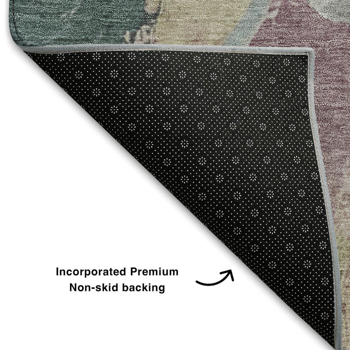 10' X 14' Abstract Washable Area Rug With UV Protection (709594) - Mauve / Beige / Blush