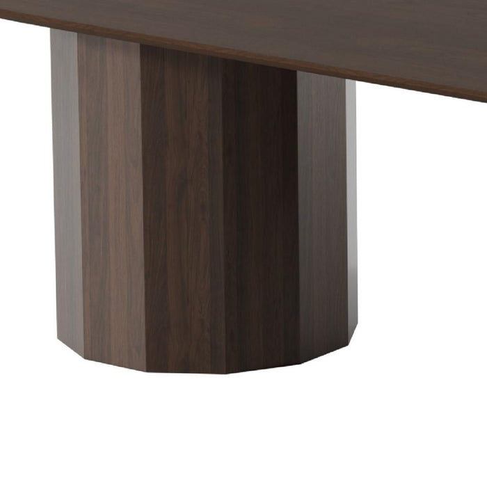 86'' Double Pedestal Base Oval Wood Dining Table - Walnut